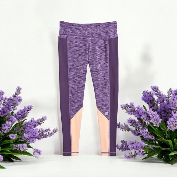 NWT Jill Yoga Little Girls sz 6 Colourblock Purple Leggings - Picture 1 of 11